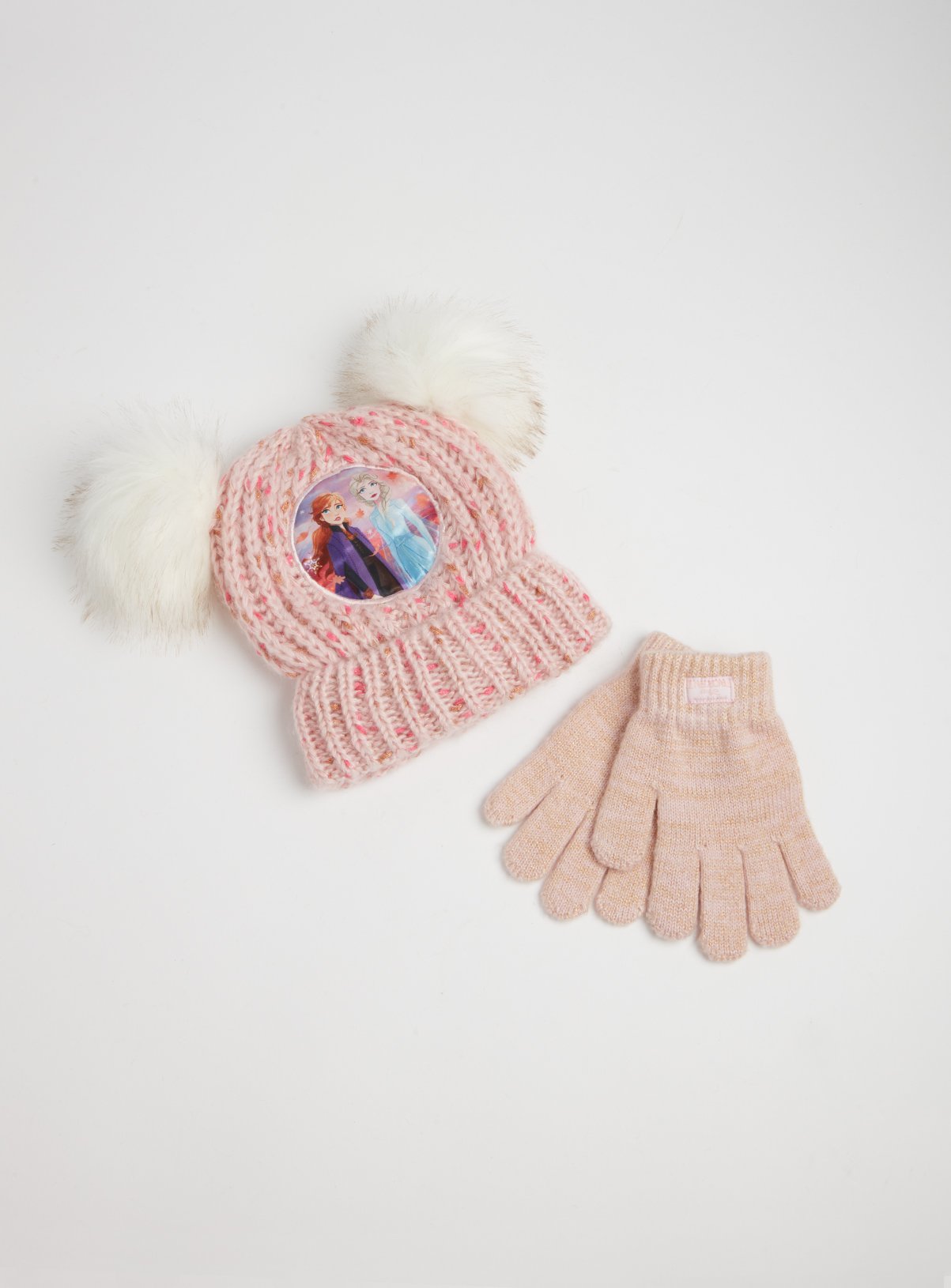 pink hat and gloves
